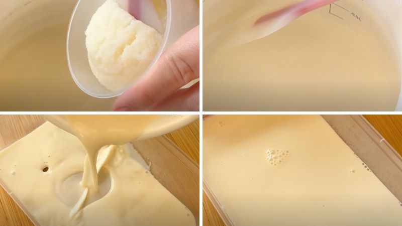 Cho pudding ô long sữa ra khuôn