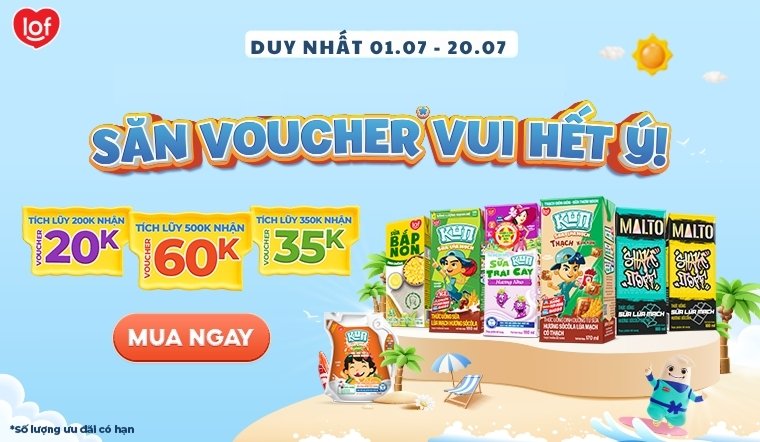 Tích lũy mua sắm cùng sữa LOF, KUN nhận phiếu mua hàng tại Bách hóa XANH