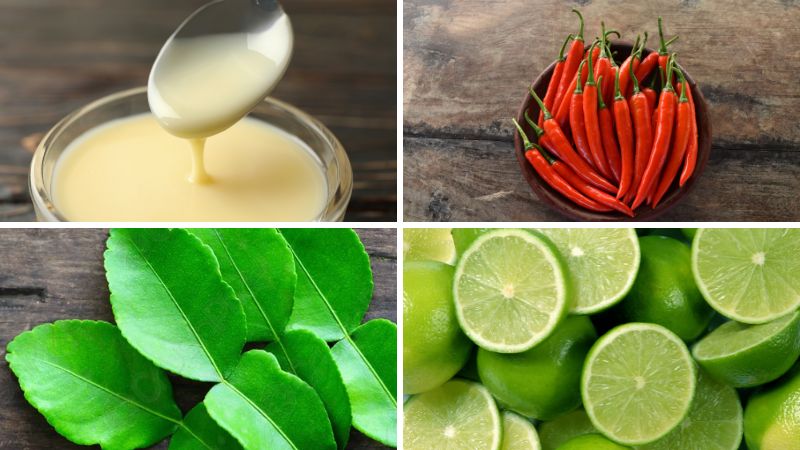 Nguyên liệu làm nước chấm chân gà từ sữa đặc Nguyên liệu làm nước chấm chân gà từ sữa đặc