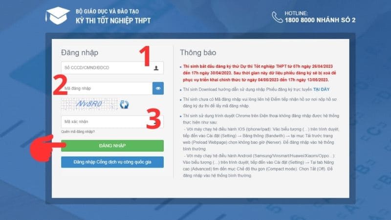 Hướng dẫn thực hành đăng ký thử trên hệ thống tuyển sinh