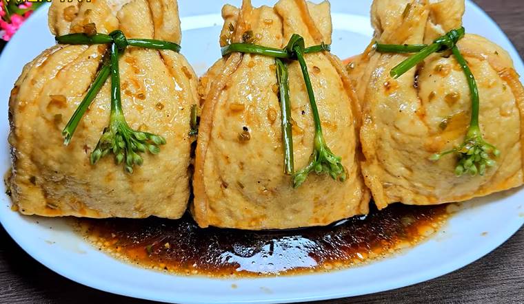 Cách làm món đậu hũ túi tiền đẹp mắt cho ngày ăn chay