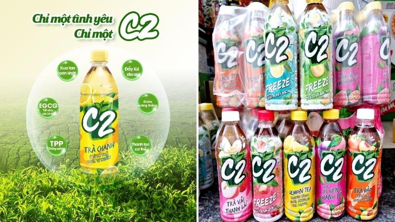 So sánh lượng caffeine trong C2 và các loại trà xanh đóng chai khác