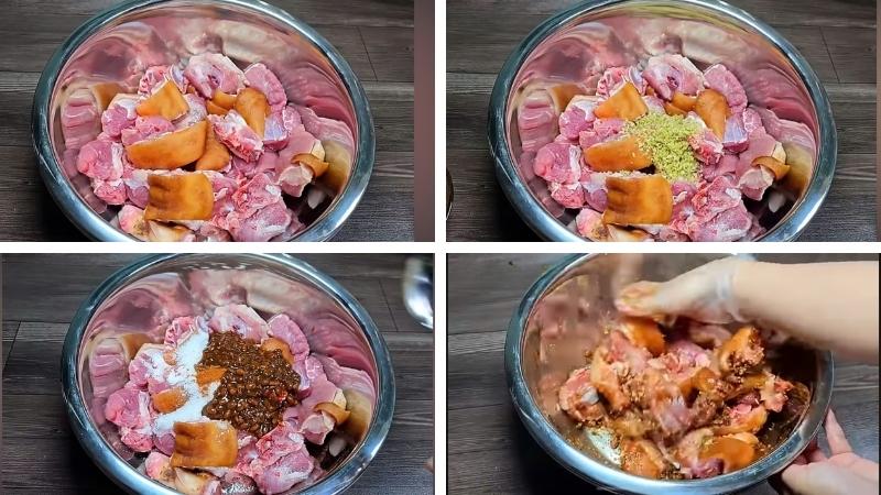 Ướp giò heo và để ở nhiệt độ phòng khoảng 15 phút