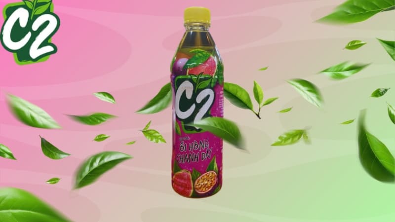 Trà xanh C2 ổi hồng chanh dây mang hương vị nhiệt đới, giúp giải khát và tăng đề kháng