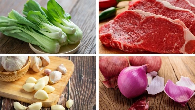 Nguyên liệu cần chuẩn bị để nấu canh cải thìa thịt bò