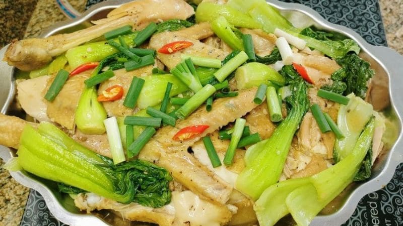 Gà hấp cải thìa thơm ngon, ngọt thịt, bổ dưỡng