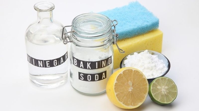 Minh họa cách làm nước rửa chén bằng chanh và baking soda