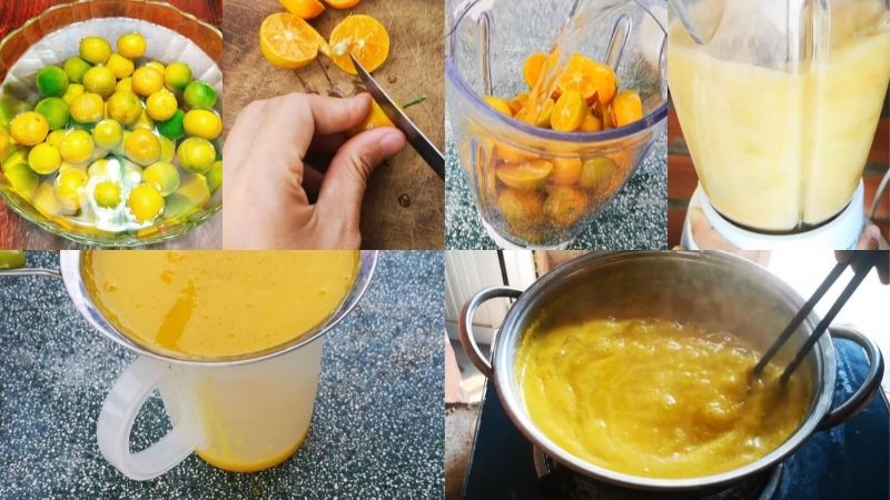Minh họa cách làm nước rửa chén bằng trái tắc