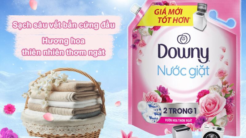 Gel giặt đậm đặc 2‑trong‑1, thấm sâu, đánh bay vết bẩn và mùi ẩm mốc, đồng thời tạo hương thơm tươi mát tự nhiên