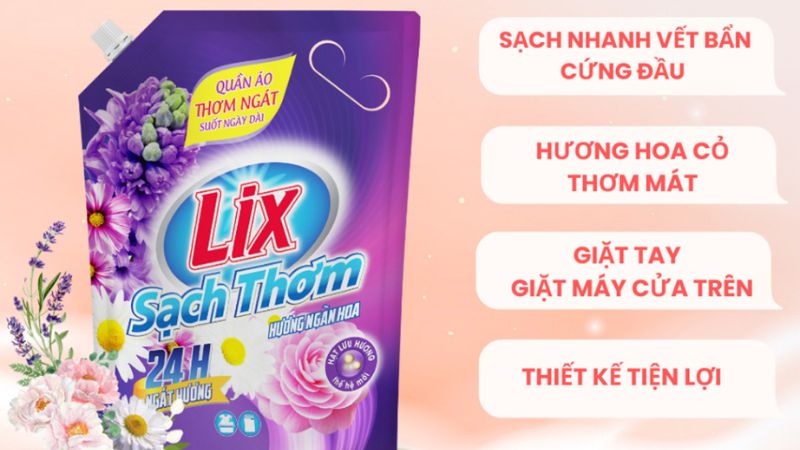 Khả năng giặt sạch vượt trội, đánh bay vết bẩn cứng đầu và lưu hương thơm lâu