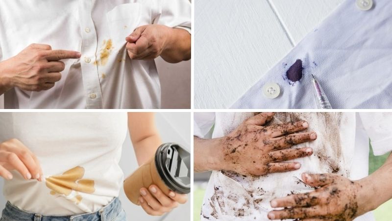 Bạn có thể dùng baking soda, giấm, chanh hoặc nước giặt chuyên dụng để tẩy vết bẩn