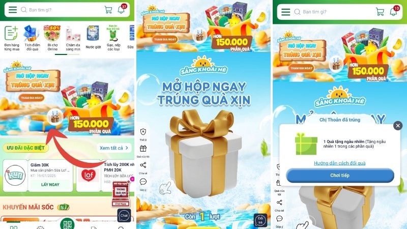 Mở hộp quà may mắn – chỉ cần nhấn vào hộp quà bất kỳ