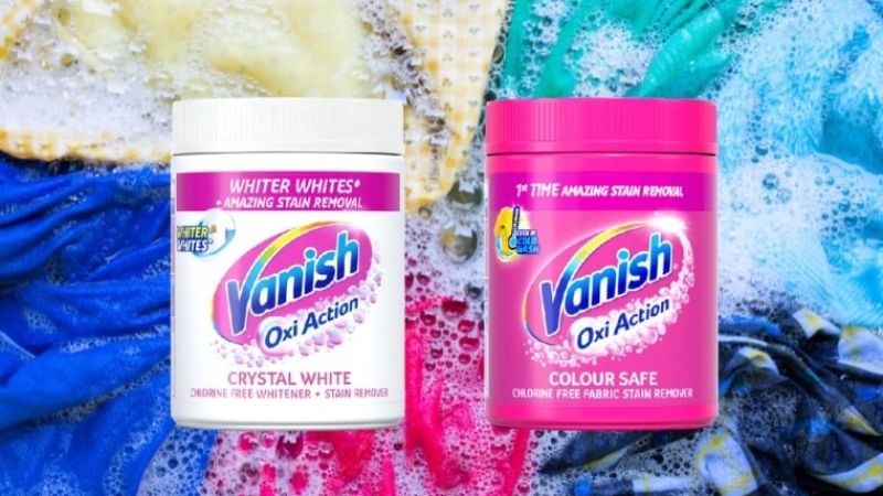 Bột giặt Vanish chuyên xử lý vết bẩn cứng đầu, giúp làm sạch sâu và giữ màu vải tươi sáng