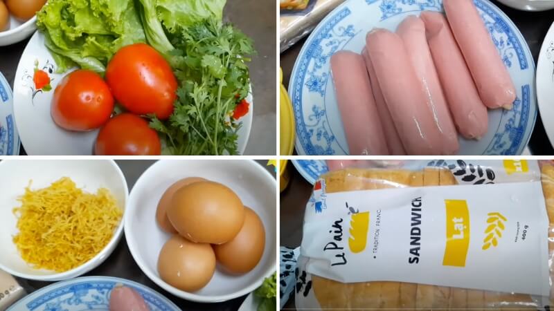 Nguyên liệu làm bánh mì sandwich kẹp thịt