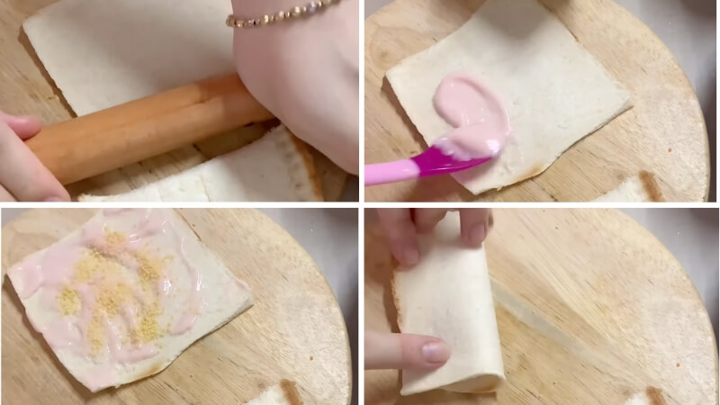 Chuẩn bị nhân bánh sandwich bằng sữa chua và bột phô mai