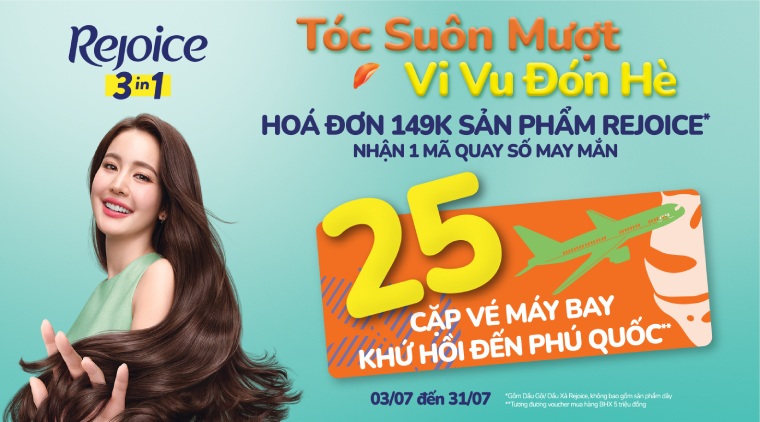TÓC SUỐN MƯỢT VI VU ĐÓN HÈ - Mua Rejoice, trúng vé máy bay đi Phú Quốc