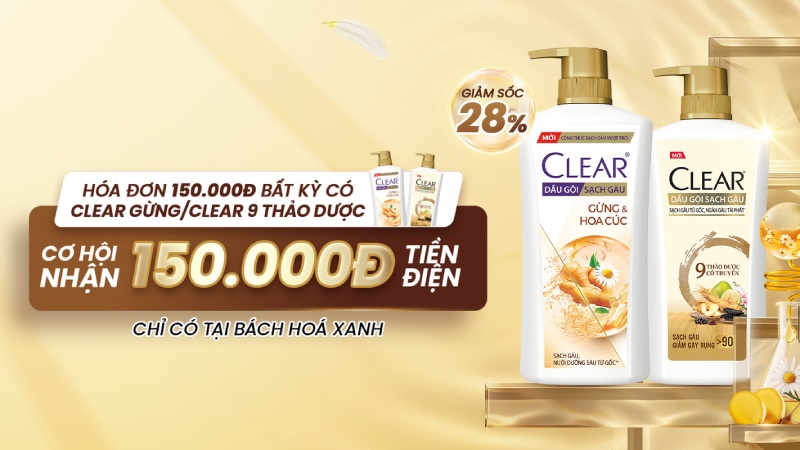 Mua dầu gội Clear, nhận ngay 150k mỗi ngày