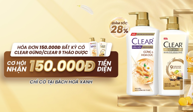 Mua dầu gội Clear, nhận ngay 150k mỗi ngày