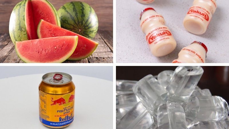 Nguyên liệu cần chuẩn bị để làm yakult mix bò húc