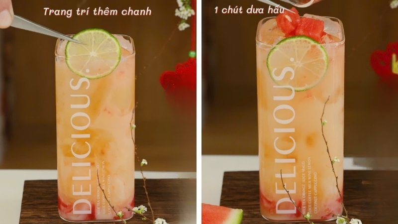 Trang trí lát chanh và bạc hà giúp ly nước thêm bắt mắt