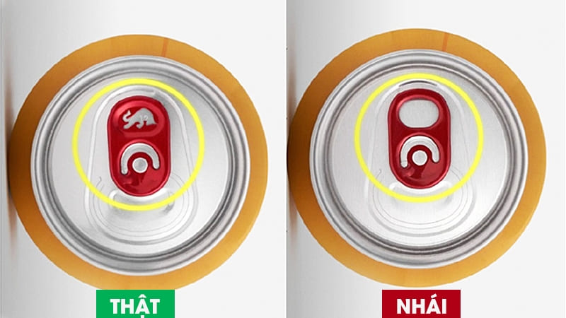 Khoen đỏ có logo bò khoét là dấu hiệu lon Redbull Thái thật