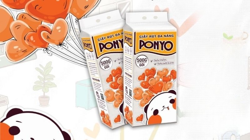 Khăn giấy Ponyo mềm êm, dễ tan trong nước
