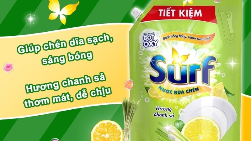 Surf hương chanh sả giúp làm sạch nhanh, át mùi tanh, mang lại cảm giác thư giãn