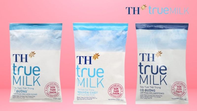 Các dòng sản phẩm sữa TH True Milk bịch