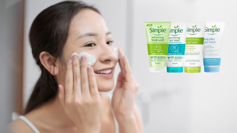 Hướng dẫn dùng sữa rửa mặt Simple đúng cách