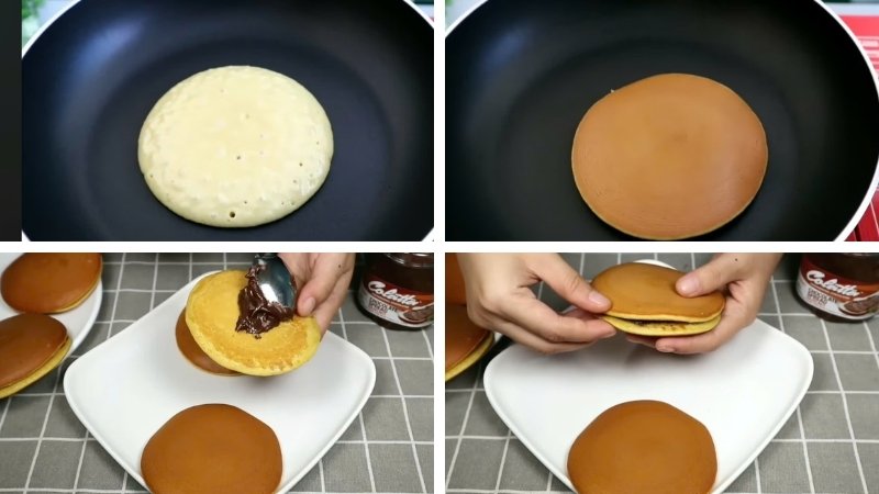 Lật bánh đúng lúc giúp mặt bánh vàng đều, giữ được độ mềm mịn chuẩn vị