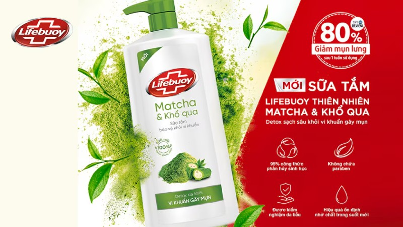 Sữa tắm Lifebuoy khổ qua giúp sạch sâu, kháng khuẩn, giảm viêm và mờ thâm