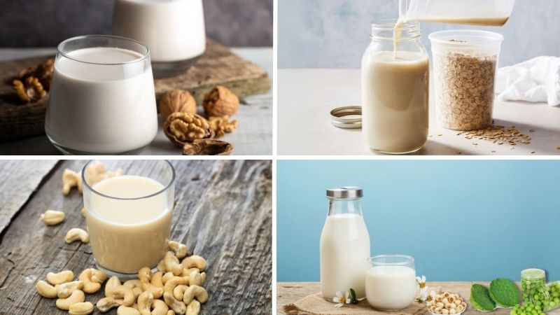 Người ăn chay trường có thể uống sữa óc chó, hạt điều, yến mạch, hạt sen,...