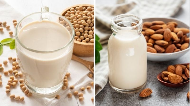 Sữa đậu nành và sữa hạnh nhân phù hợp cho người ăn chay