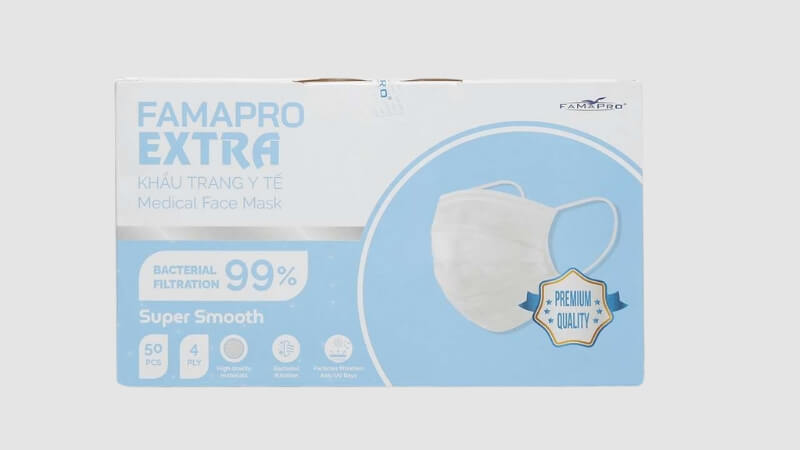 Khẩu trang y tế Famapro Extra 4 lớp được làm từ nguyên liệu chất lượng cao