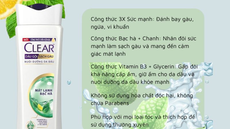 Công dụng của Clear mát lạnh bạc hà
