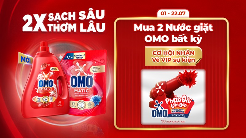 Mua 2 nước giặt OMO bất kỳ, nhận vé VIP sự kiện Pháo Đài Lấm Bẩn