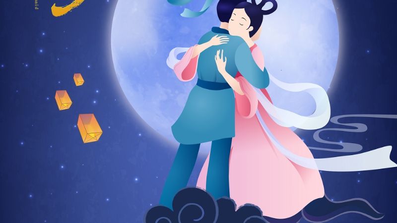 Ôm nhau trong ánh trăng sau một năm xa cách
