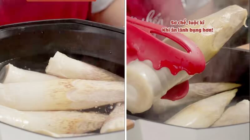 Luộc và xử lý măng