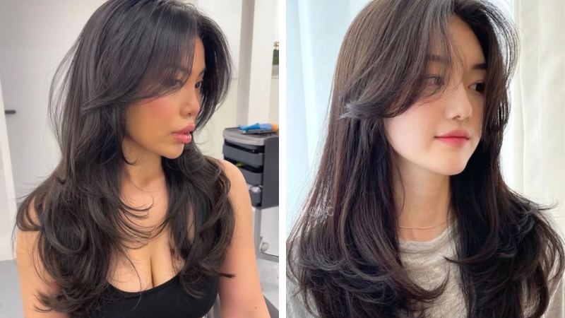 Tóc butterfly uốn xoăn phần mái và đuôi tăng hiệu ứng bồng bềnh và độ cuốn hút