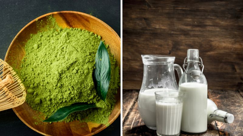 Nguyên liệu làm món matcha kem cheese