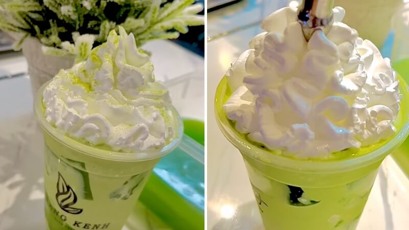 Ly matcha đá xay khi hoàn thành sẽ có vị trà xanh đậm đà