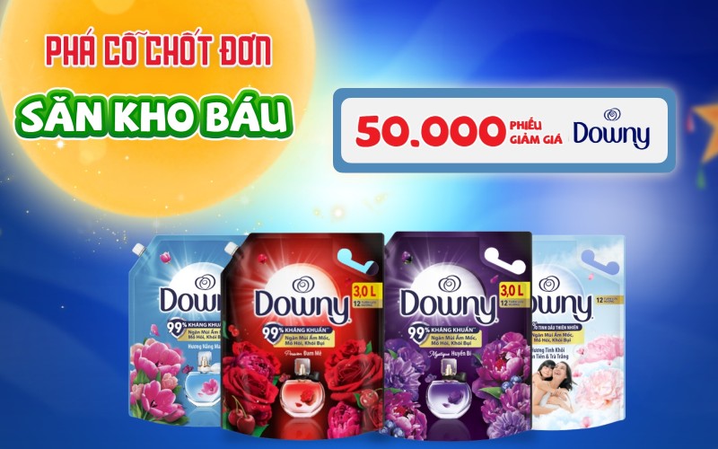 Mở kho báu Downy - Trúng 50.000 voucher hấp dẫn Mở kho báu Downy - Trúng 50.000 voucher hấp dẫn