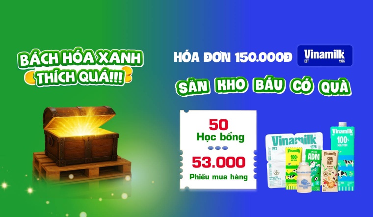 Mua sữa Vinamilk từ 150k cơ hội trúng học bổng trị giá 6 triệu đồng