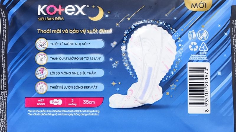 Kotex Style chống tràn dài 35cm thoáng mịn cho nữ