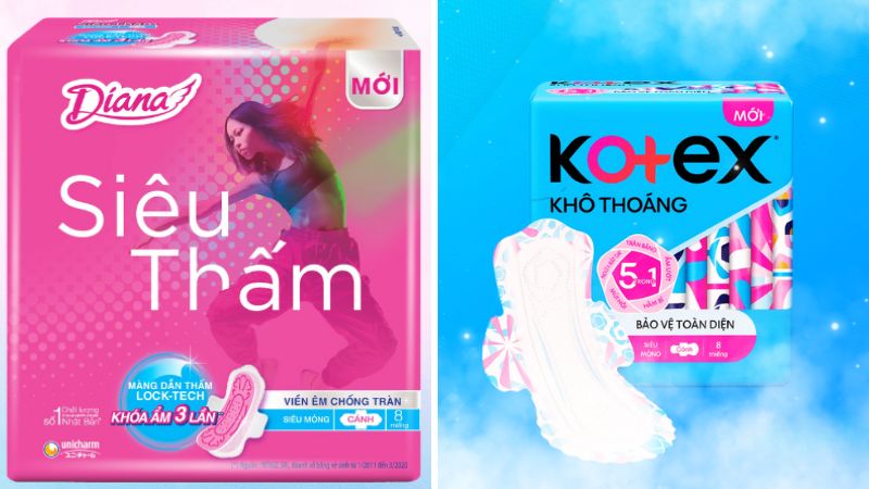Bảng tổng hợp so sánh nhanh Kotex và Diana để biết nên dùng Kotex hay Diana