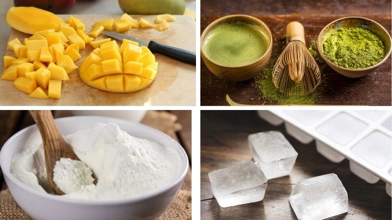 Nguyên liệu chính làm món matcha latte xoài