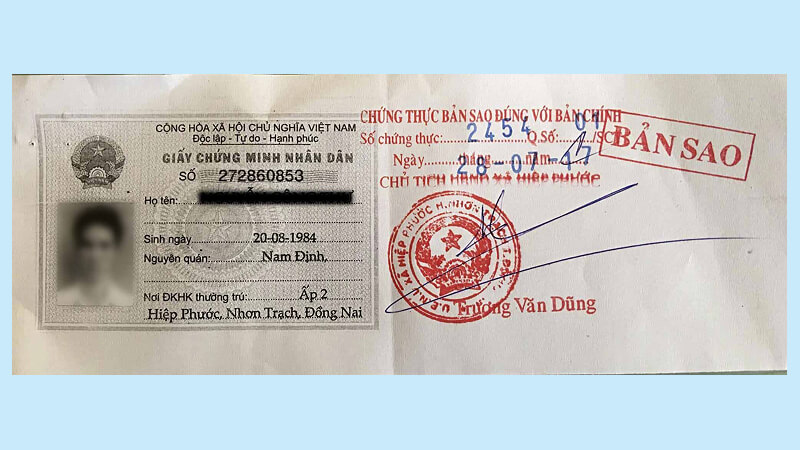 Bản sao có công chứng của CMND hoặc CCCD Bản sao có công chứng của CMND hoặc CCCD