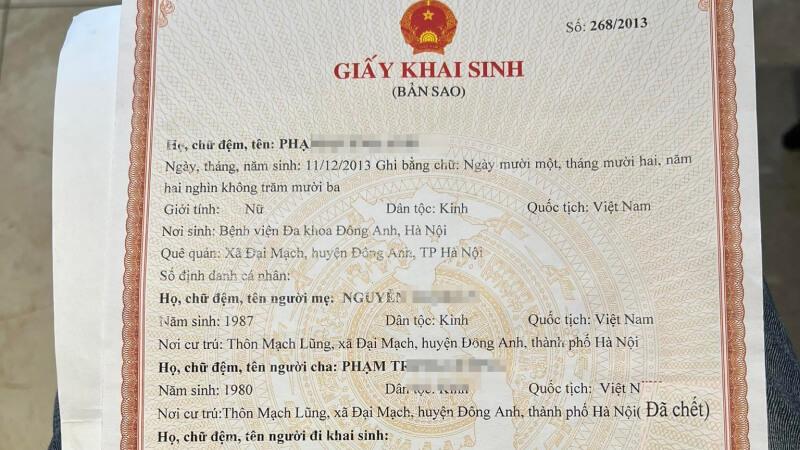 Bản sao giấy khai sinh Bản sao giấy khai sinh