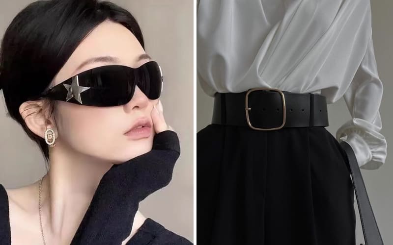 Kính mát, thắt lưng to bản Kính mát, thắt lưng to bản