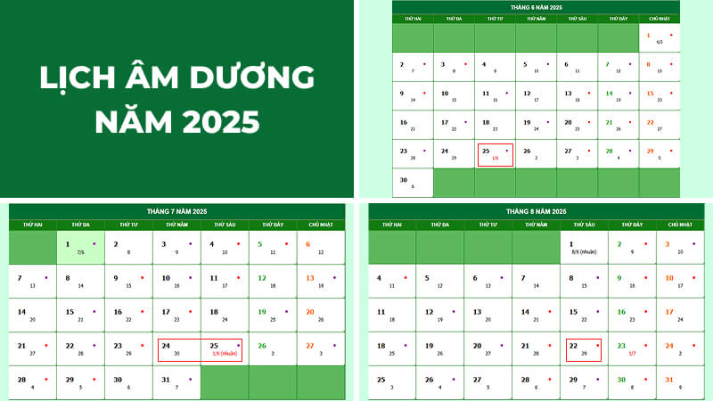 Lịch âm dương năm 2025 Lịch âm dương năm 2025